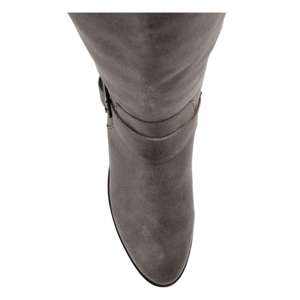 JOURNEE COLLECTION Womens Gray Wide Calf Winona Block Heel Riding Boot 5.5 M WC - Picture 3 of 4